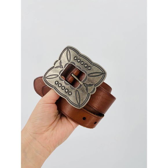 Accessories - Genuine Leather Western Buckle Brown belt